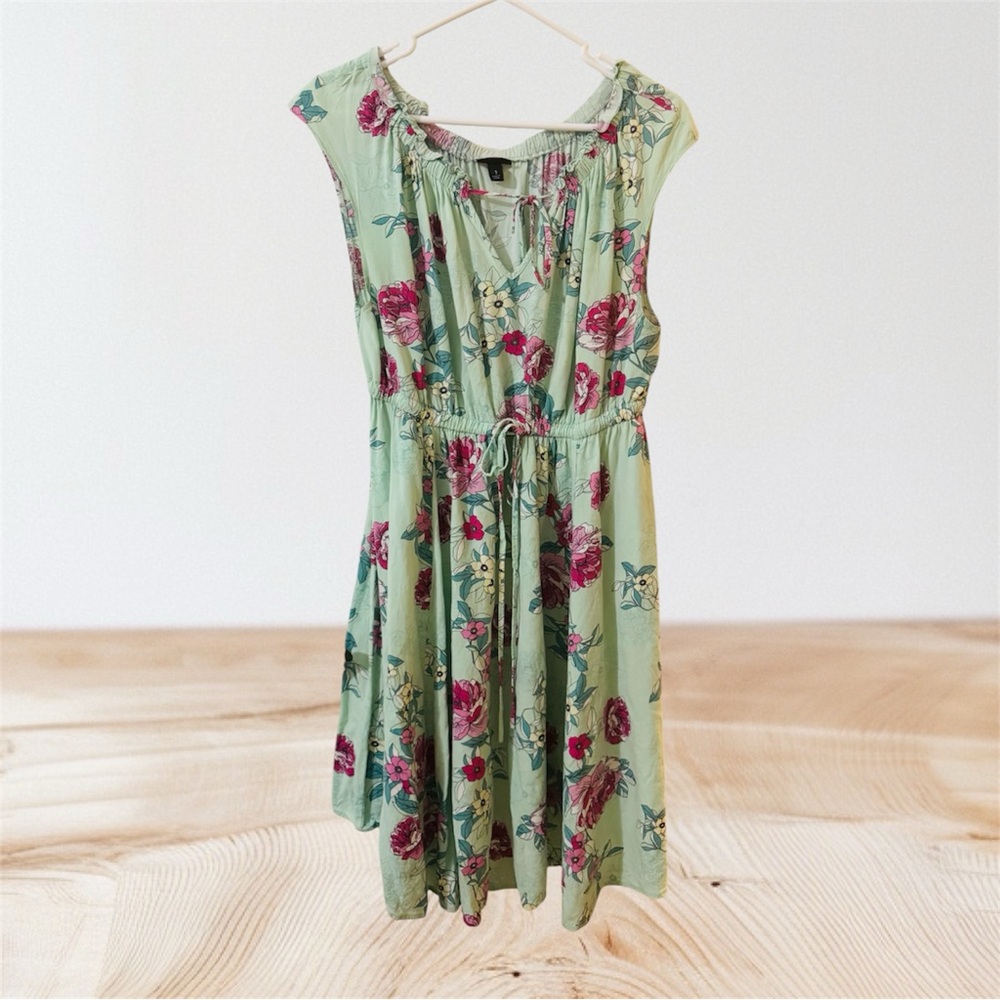 Torrid Green Dress with Pink Floral Design